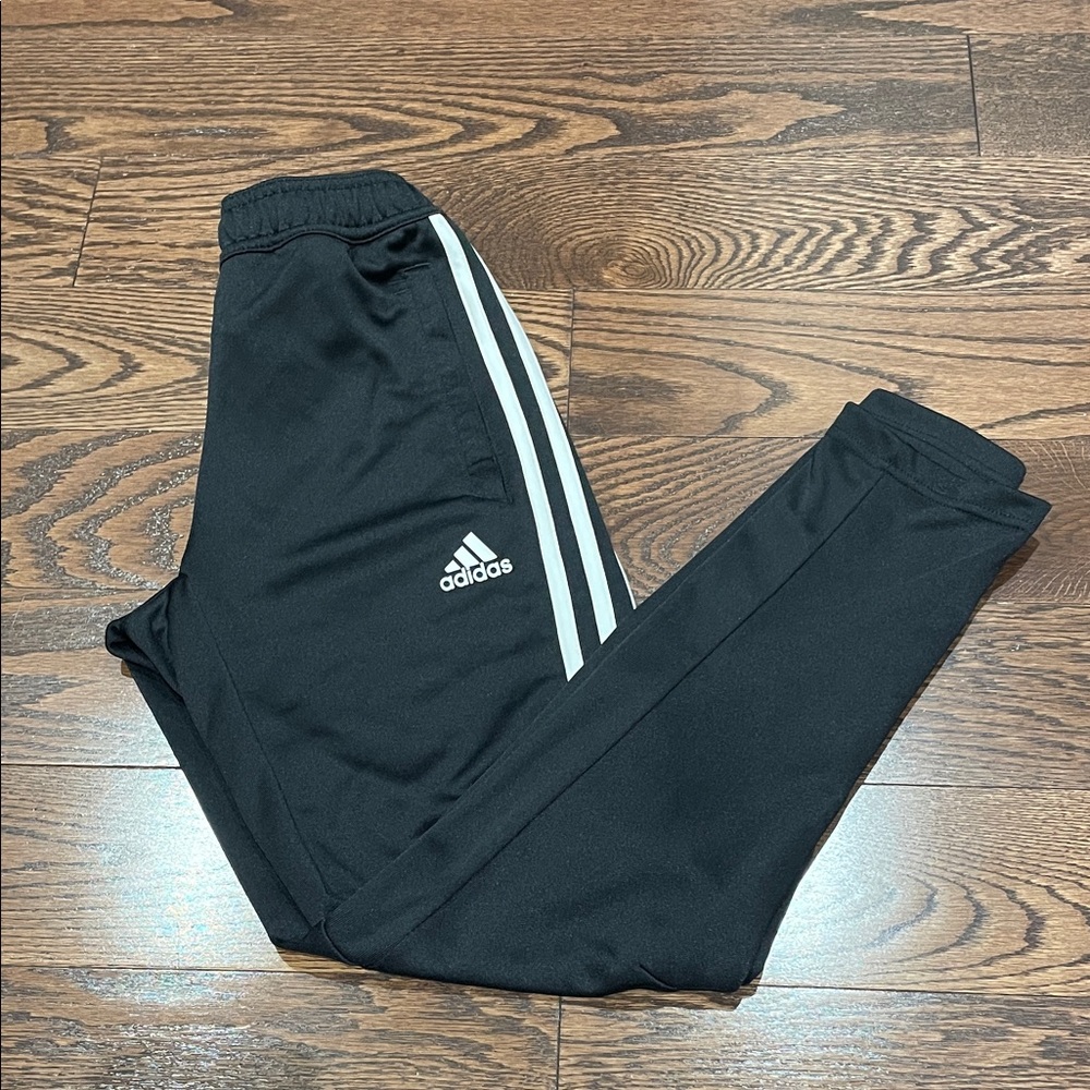 Adidas Black Joggers with White Stripes